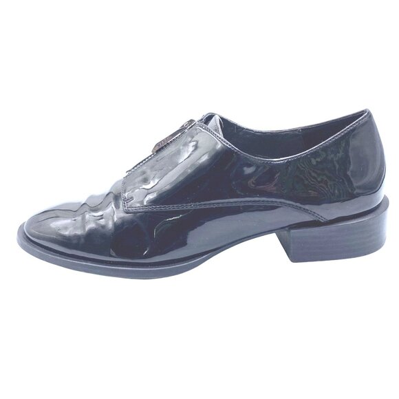Zara TRF Women's Blucher Black Patent Leather Zip Oxford US 6.5 E 37 Minimalist - Picture 6 of 10